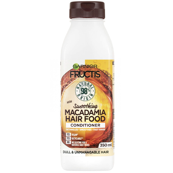 نرم کننده مو گارنیه مدل fructis smoothing macadamia hair food حجم 350 میلی لیتر